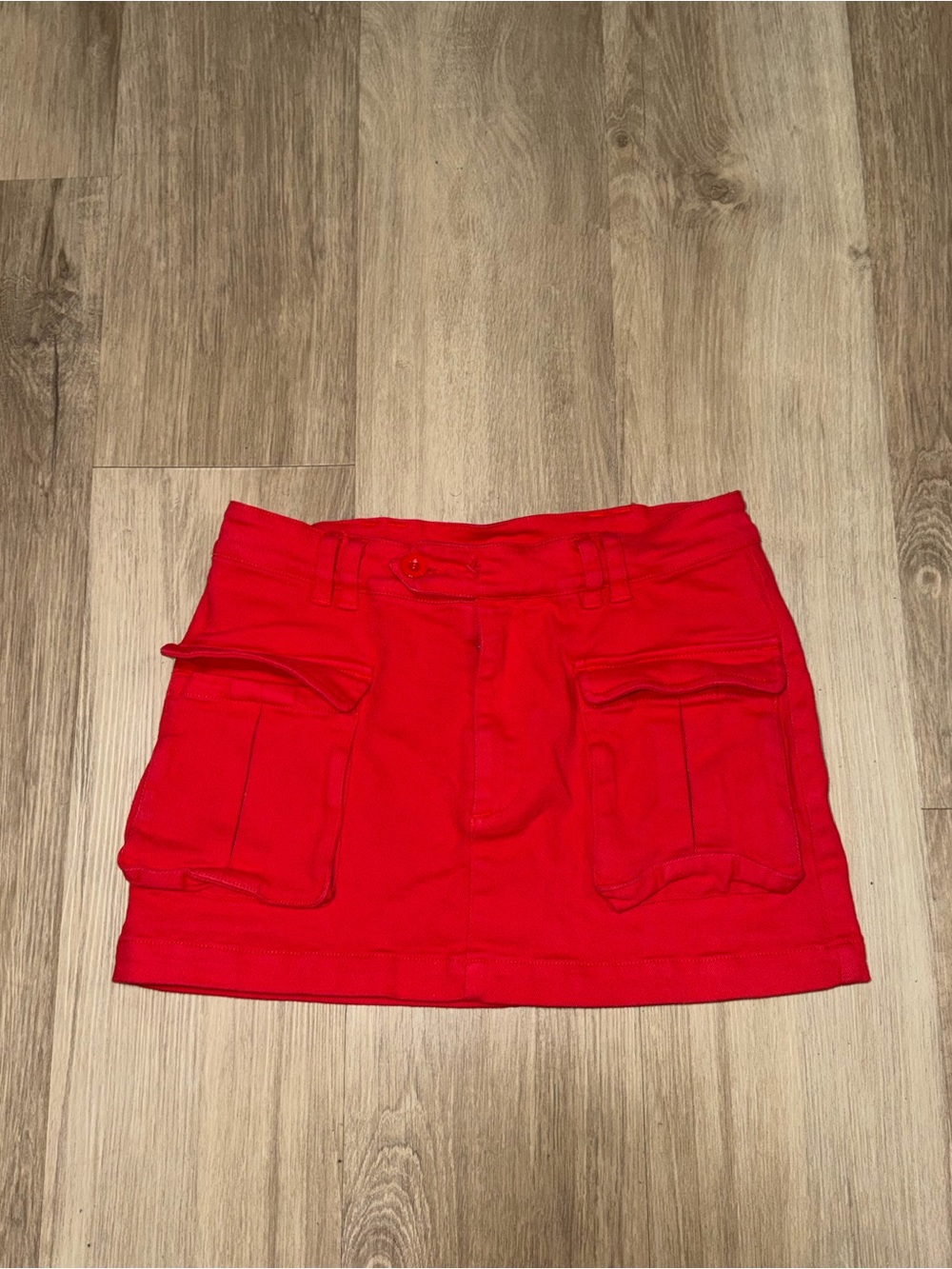 Red Cargo Pocket Mini Skirt